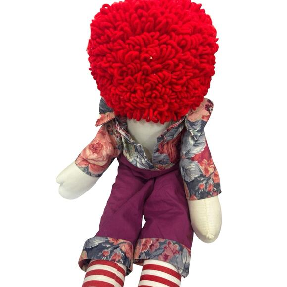 Large 25” VTG Raggedy Ann and Andy Dolls Handmade Floral Clothing Country Core - Picture 4 of 9